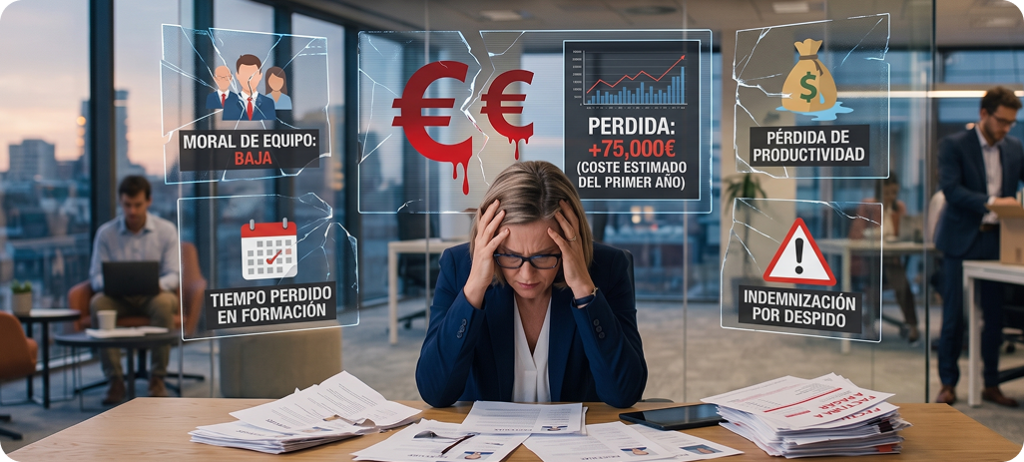 Una mala contratación cuesta entre el 30% y el 200% del salario anual del puesto. Cómo calcularlo, por qué ocurre y qué cambia cuando tomas decisiones de contratación con datos reales en lugar de intuición